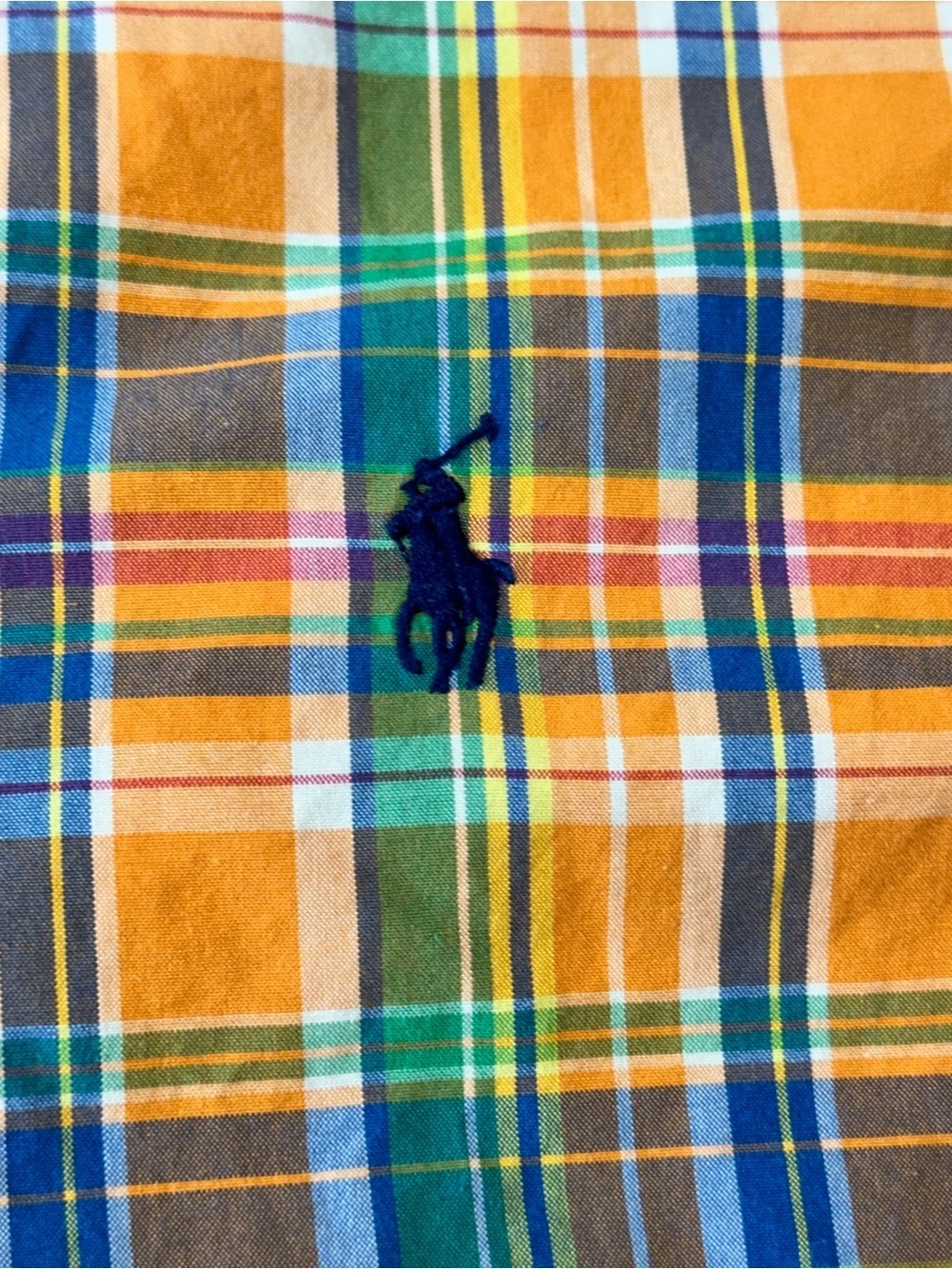 Ralph Lauren Custom Fit Plaid Button-Down Shirt | Orange Multi | S - Picture 5 of 5